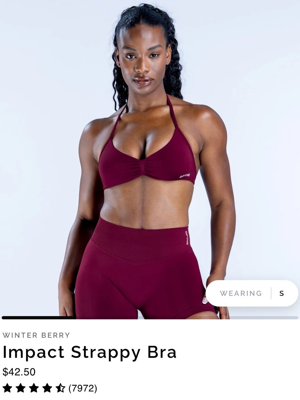 Impact Strappy Bra and Impact Shorts (4.5”) DFYNE Set Winter Berry